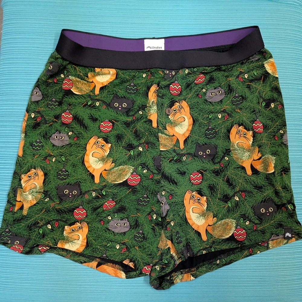 *RARE* NEW Men's MeUndies Meowy Christmas Cat Print Boxers - Med - I hav…